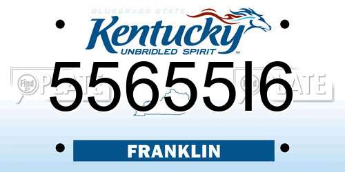 55655I6 Kentucky License Plate