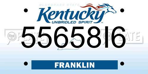 55658I6 Kentucky License Plate