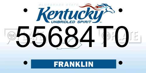 55684T0 Kentucky License Plate