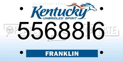 55688I6 Kentucky License Plate