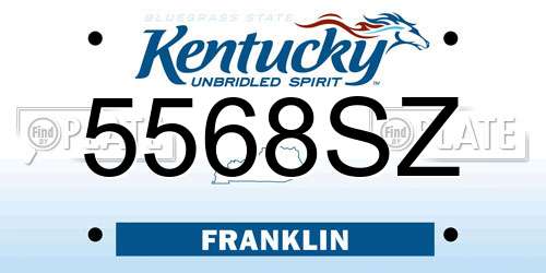 5568SZ Kentucky License Plate