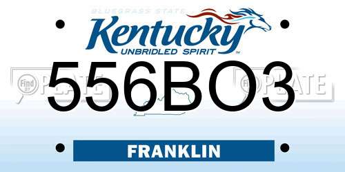 556BO3 Kentucky License Plate
