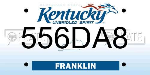 556DA8 Kentucky License Plate