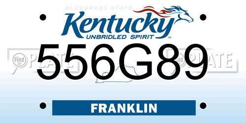 556G89 Kentucky License Plate
