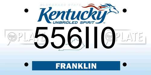 556II0 Kentucky License Plate