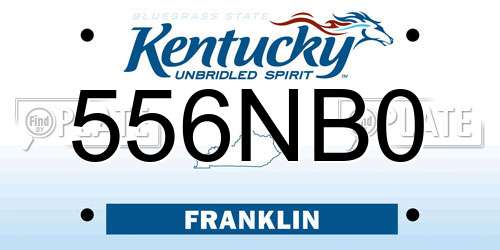 556NB0 Kentucky License Plate