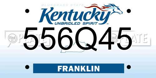 556Q45 Kentucky License Plate
