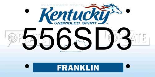 556SD3 Kentucky License Plate