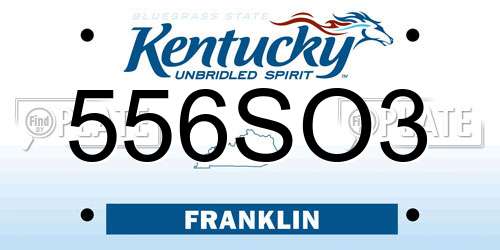 556SO3 Kentucky License Plate