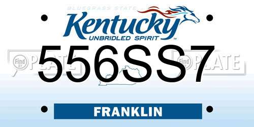 556SS7 Kentucky License Plate