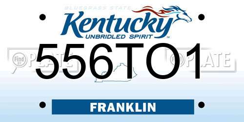 556TO1 Kentucky License Plate