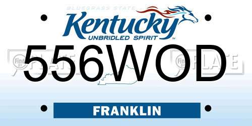 556WOD Kentucky License Plate