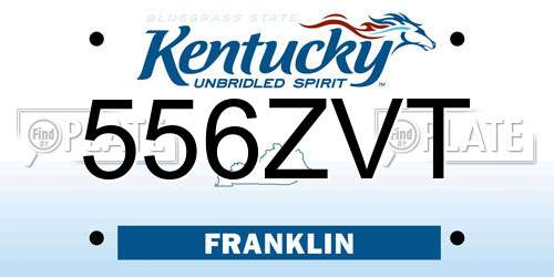 556ZVT Kentucky License Plate
