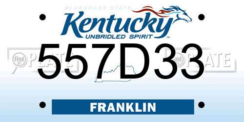 557D33 Kentucky License Plate