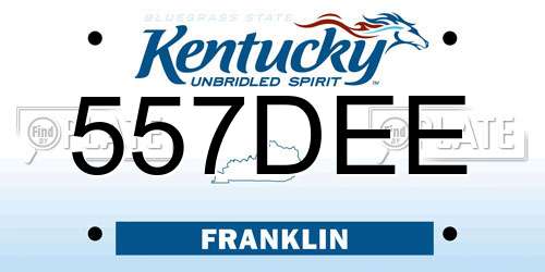 557DEE Kentucky License Plate