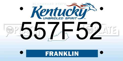 557F52 Kentucky License Plate