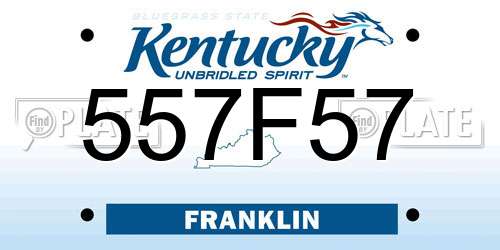 557F57 Kentucky License Plate