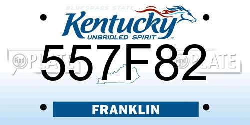 557F82 Kentucky License Plate