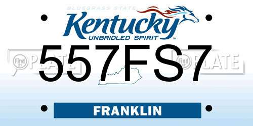 557FS7 Kentucky License Plate