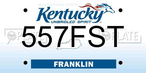 557FST Kentucky License Plate