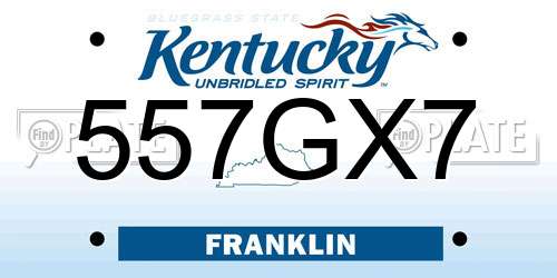 557GX7 Kentucky License Plate