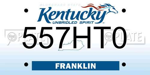 557HT0 Kentucky License Plate
