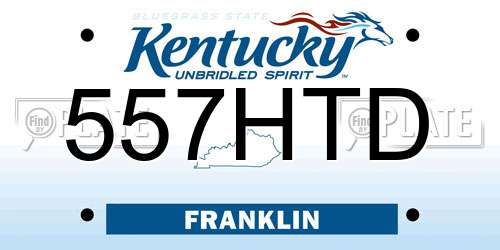 557HTD Kentucky License Plate