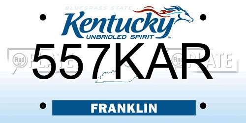 557KAR Kentucky License Plate