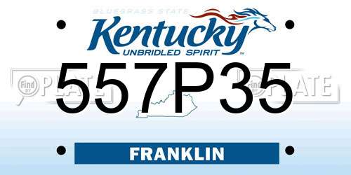 557P35 Kentucky License Plate