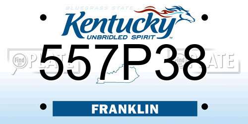557P38 Kentucky License Plate