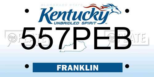 557PEB Kentucky License Plate