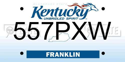 557PXW Kentucky License Plate