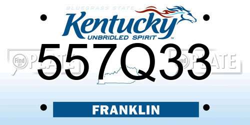557Q33 Kentucky License Plate