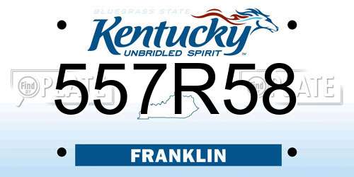 557R58 Kentucky License Plate