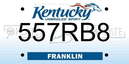 557RB8 Kentucky License Plate