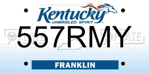 557RMY Kentucky License Plate