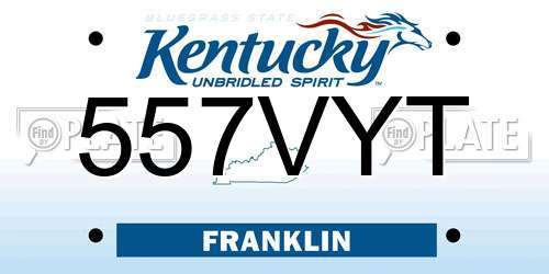 557VYT Kentucky License Plate