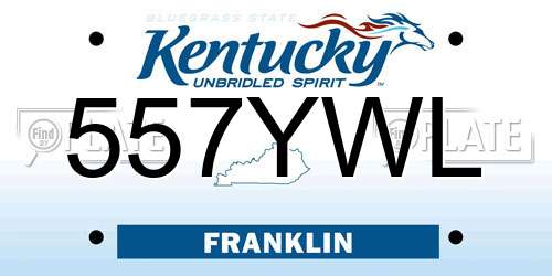 557YWL Kentucky License Plate