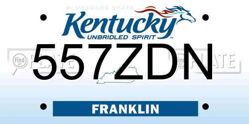 557ZDN Kentucky License Plate