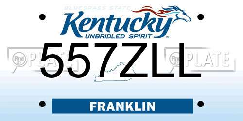 557ZLL Kentucky License Plate