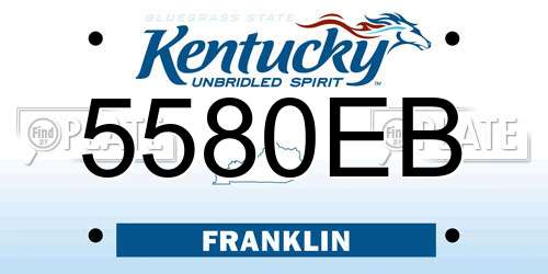 5580EB Kentucky License Plate