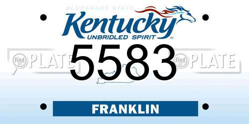 5583 Kentucky License Plate