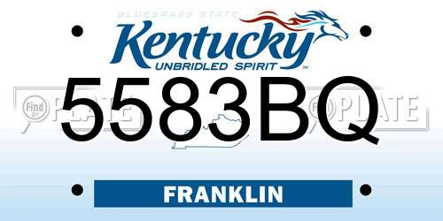 5583BQ Kentucky License Plate