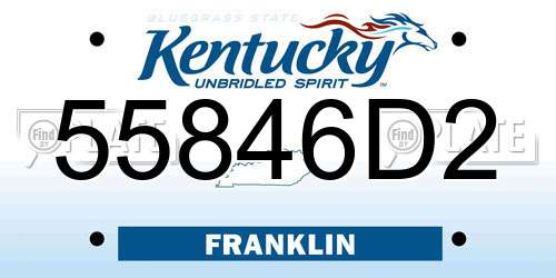 55846D2 Kentucky License Plate