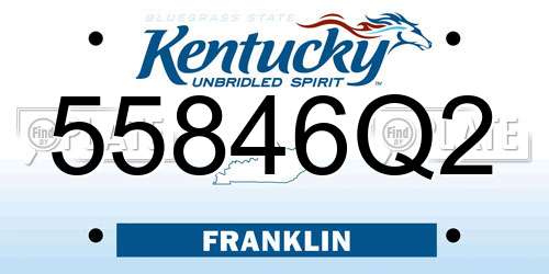 55846Q2 Kentucky License Plate