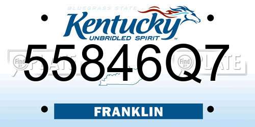 55846Q7 Kentucky License Plate
