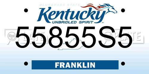 55855S5 Kentucky License Plate