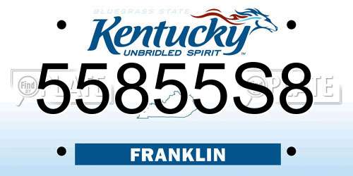 55855S8 Kentucky License Plate