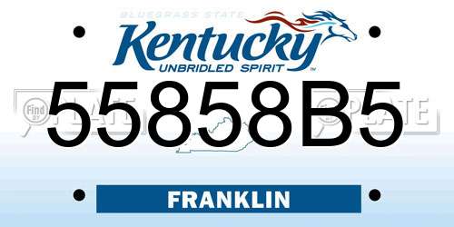 55858B5 Kentucky License Plate