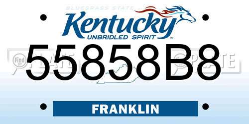 55858B8 Kentucky License Plate